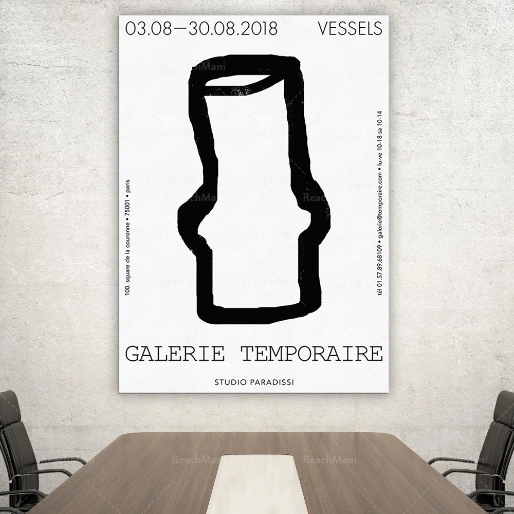 

Contemporary Exhibition Poster Giclee Art Print, Black White Graphic Wall Decor, Modern Scandinavian Art Poster