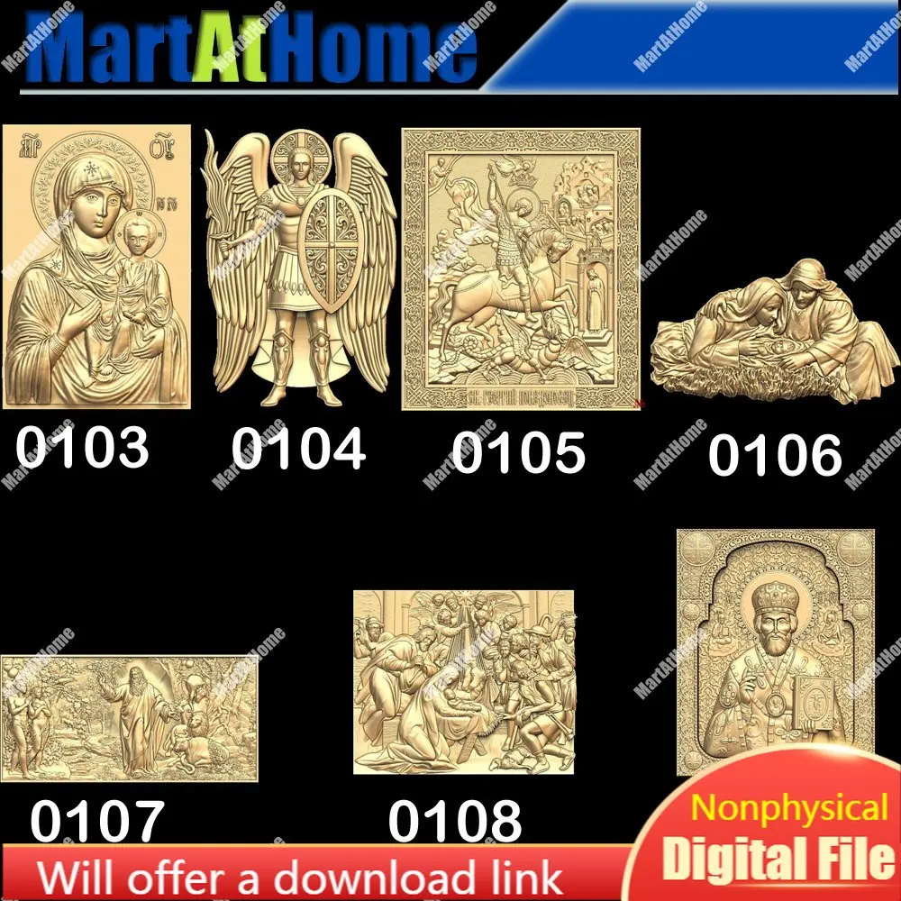 3D STL модель религиозные иконы Девы Марии для гравировки и печати рельеф поддержка