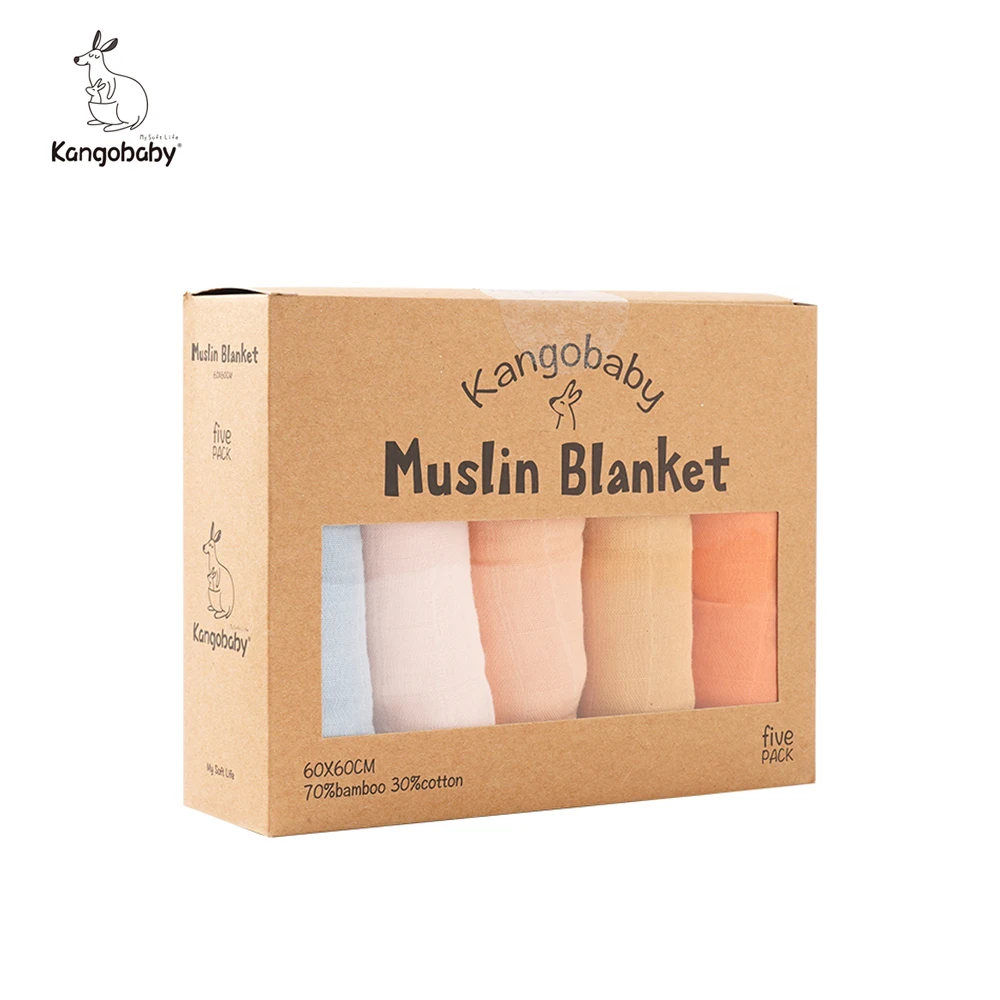 

Многофункциональное муслиновое одеяло Kangobaby # Grace #5 шт./упак. 60 см x 60 см