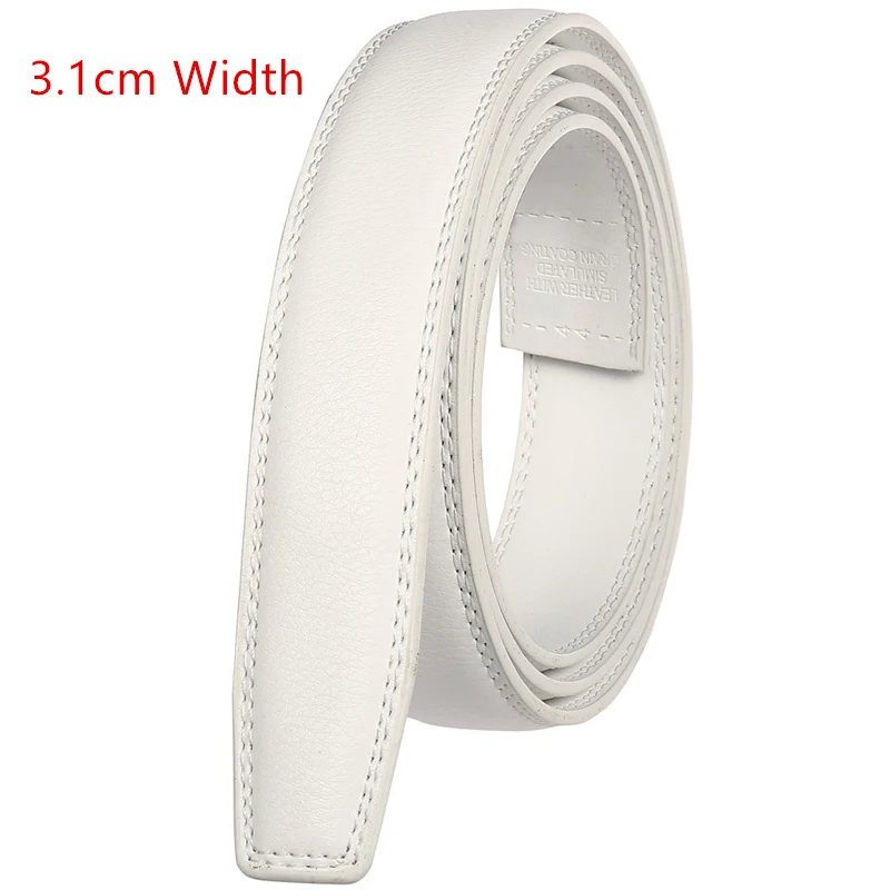 

Plyesxale 3-3.1cm Width Real Cow Genuine Leather Belts Strap Only For Men Blue Red Black White Mens Belt No Buckle Head B986