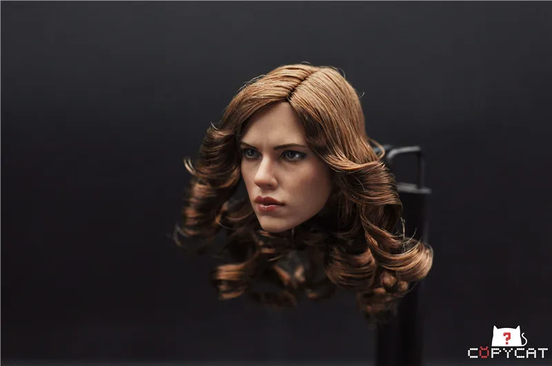 CopyCat 1/6 Капитан Америка Скарлет Johansson голова лепировать черную корову голова резьба для 12 дюймов DIY фигурки