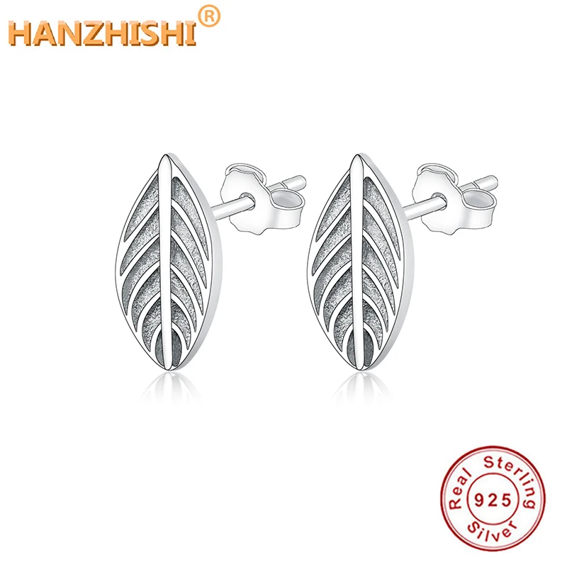 Модные серьги гвоздики из стерлингового серебра 925 пробы с листьями для женщин