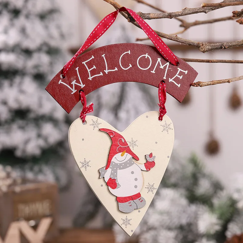 Navidad 2020 деревянная любовь Снеговик подвесной кулон Рождественская елка