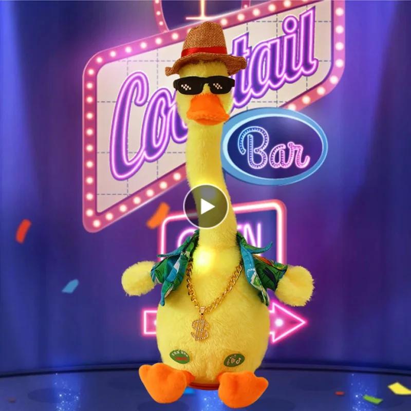 

Танцующая утка, электрическая игрушка плюшевая г., поет 60 песен на английском языке, электронная встряхиваемая Мягкая Плюшевая Кукла, детск...