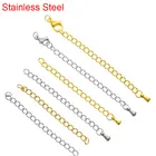 10 шт. удлинитель для цепочки из нержавеющей стали, коннекторы для цепочек с карабином, застежки для ожерелья, фурнитура для изготовления ювелирных изделий своими руками