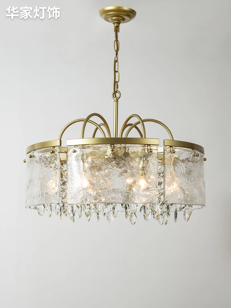 

Light luxury crystal chandelier living room dining room lamp American creative personality round art glass bedroom lamps