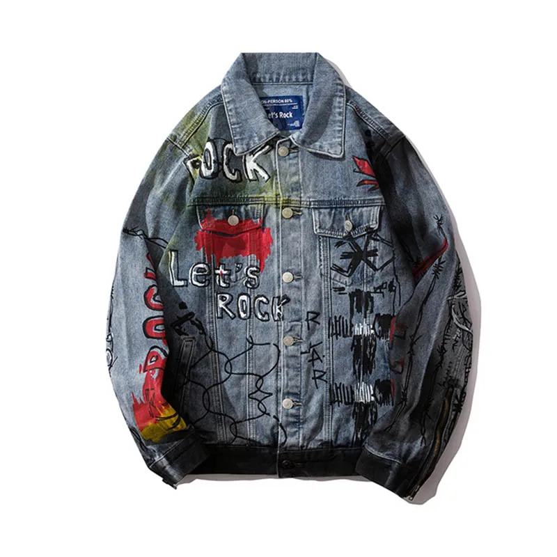 

Мужская джинсовая куртка KIOVNO, с рисунком черепа, в стиле хип-хоп