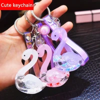 fashion swan keychain pendant cartoon acrylic plastic lanyard luxury mobile phone leather bag key ring chain mother gift