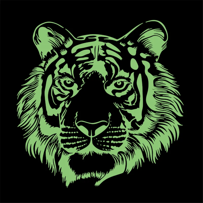 

Tiger head Patches for Clothing Luminous Badge Heat transfer printing Noctilucent Patch Clothes Fluorescence Stickers Gifts