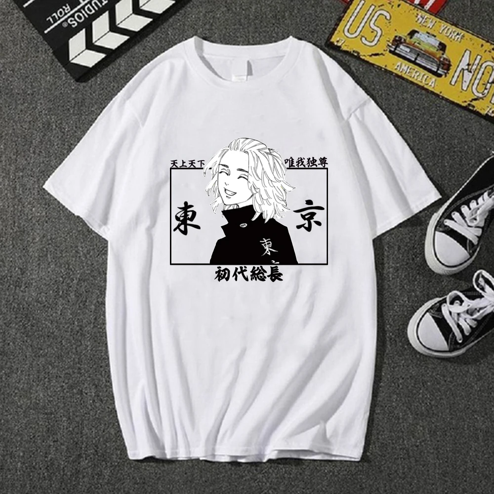 

Hot Anime Tokyo Revengers Men 100% Cotton T Shirt Harajuku Mikey Short-sleeve Male T-shirt Unisex Harajuku oversized T-shirt