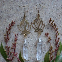 quartz crystal lotus flower earrings