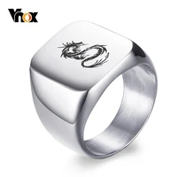 vnox rock mens dragon ring solid color biker rings for man high polished stainless steel male signet personalized anel