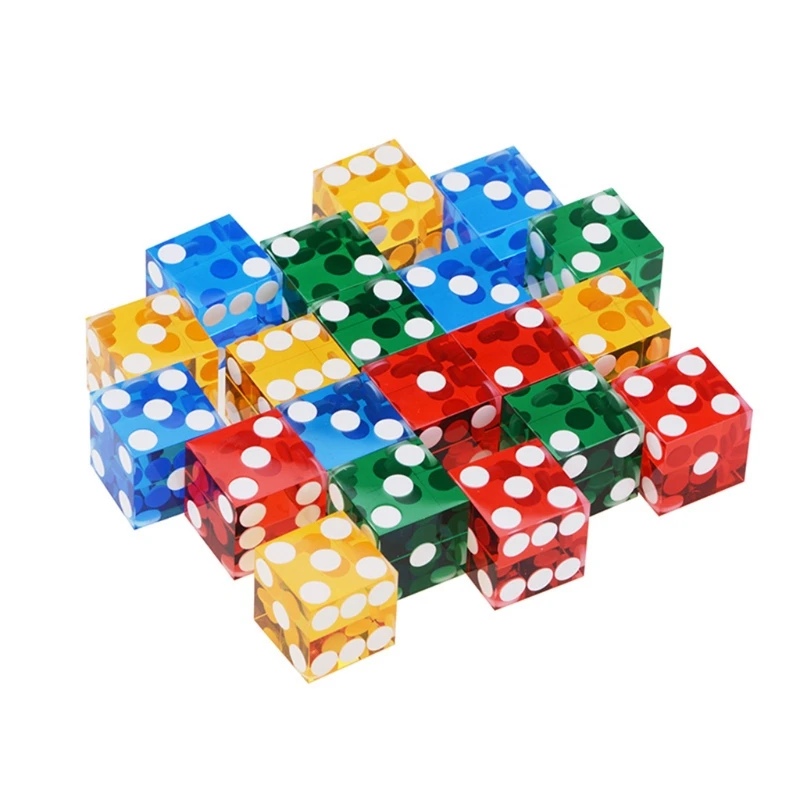 

5pcs High-grade Acrylic Transparent Dice Six Sided D6 19mm Casino Dice with Razor Edges