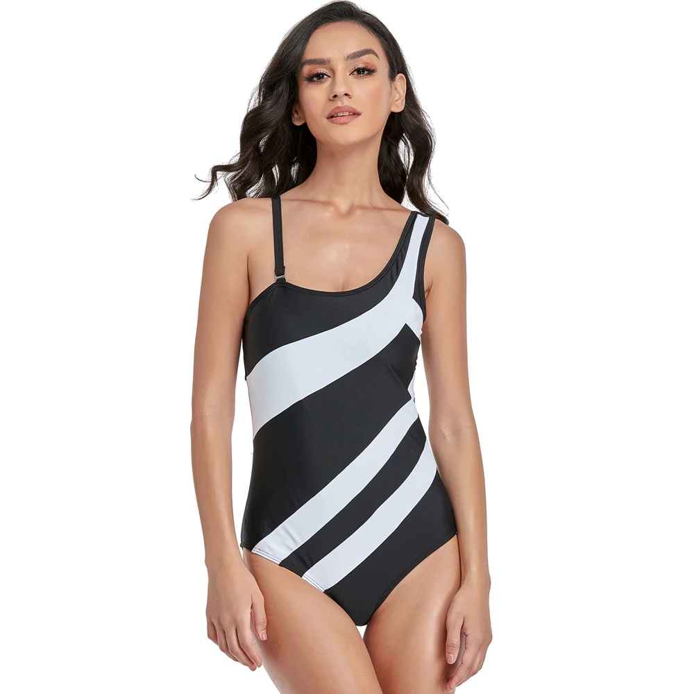 

2022 Stripe Monokini One Piece Swimwear women Bikini Set Swimsuit Female push up Bikinis Bathing Suit Biquinis Feminino