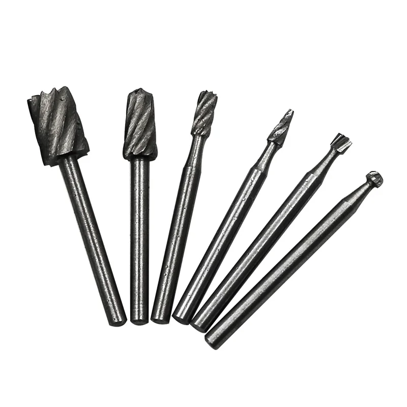 6pcs 3mm 3 мм 6 мм держатель инструмента вращающийся процесс файла высококачественный роторный файл деревообрабатывающий бит шлифовальный деревообрабатывающий инструмент - Color: 6pcs 3mm