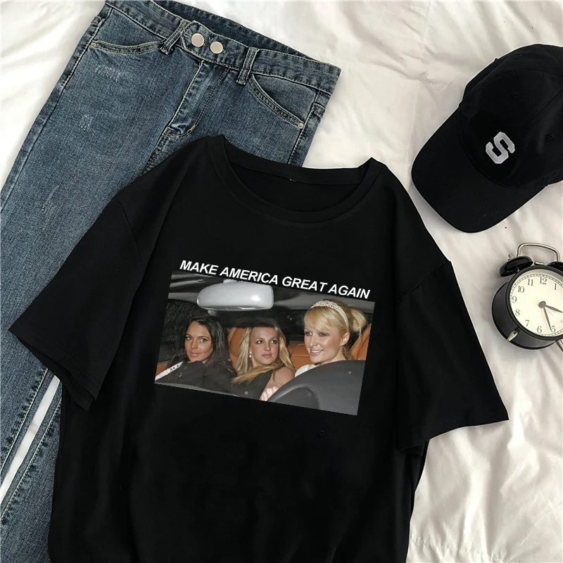 Женская свободная футболка Harajuku повседневная модная большого размера с надписью