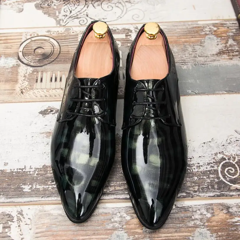 JX765 Модные мужские деловые рабочие мягкие лакированные кожаные классические