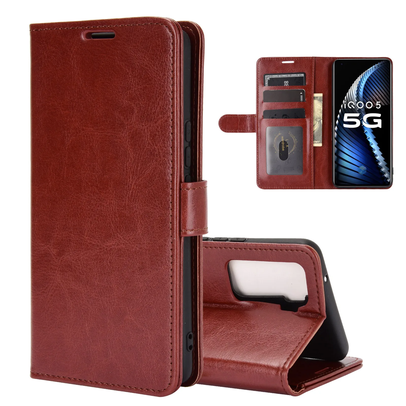 

Pu leather case for VIVO iQOO 5 5G card holder cover case for Vivo iQOO5 case protective cover retro phone case
