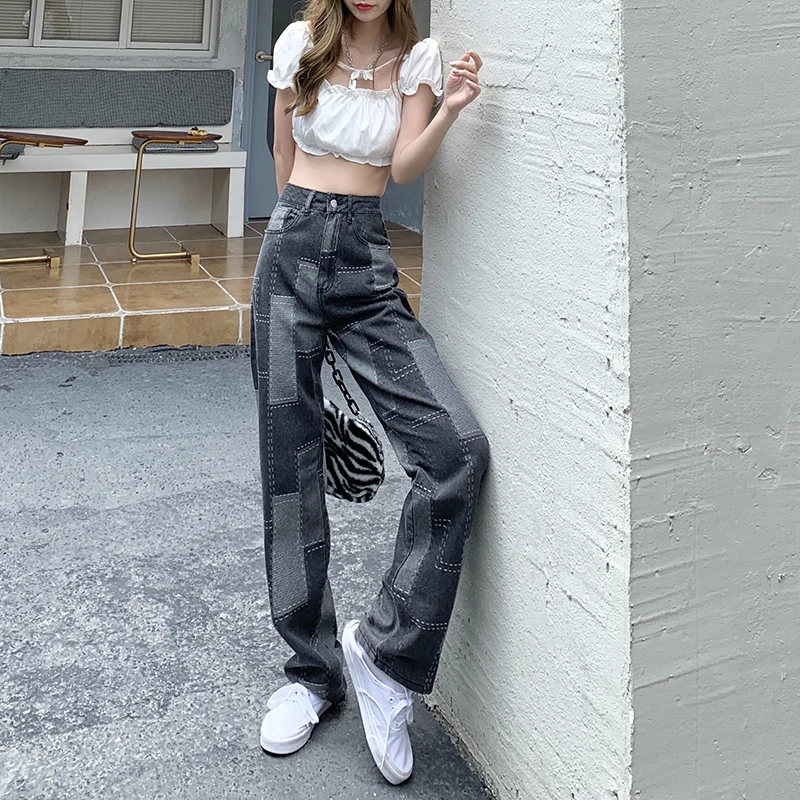 

Woman Jeans High Waist Clothes Wide Leg Denim Clothing Blue Streetwear Vintage Quality 2021 Fashion Harajuku Straight Pants