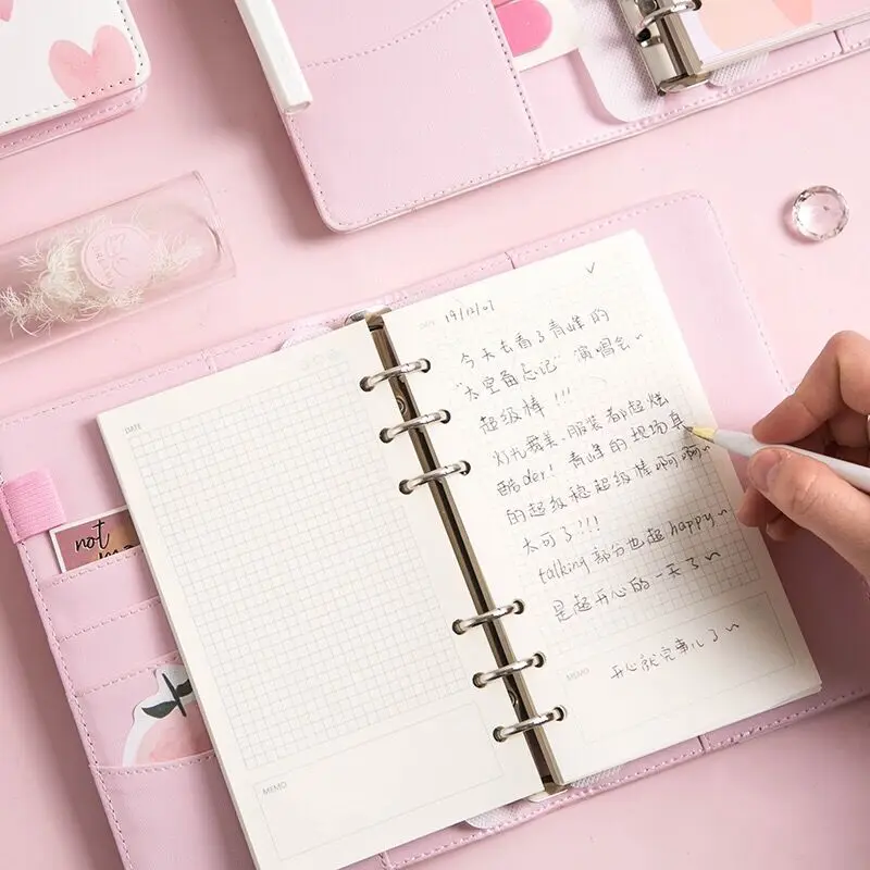 MINKYS Cute Pink Series PU Cover A6 Loose-leaf Diary Notebook Journal Daliy Planner Book Birthday Gift School Stationery | Канцтовары