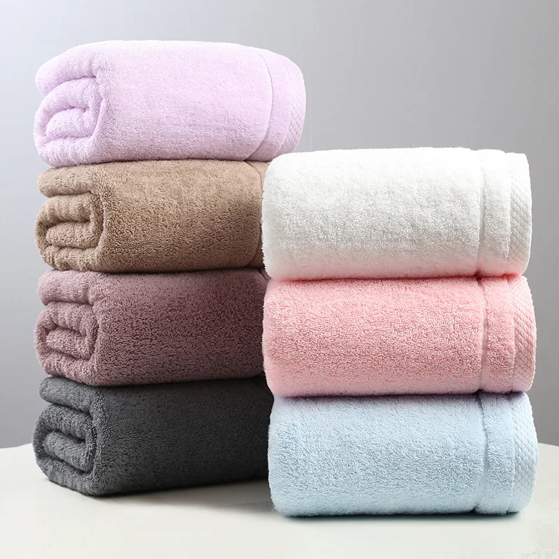 

140x70cm Bath towels Pure cotton adult thickening plain color break long-staple cotton hotel bath towel absorbent cotton soft