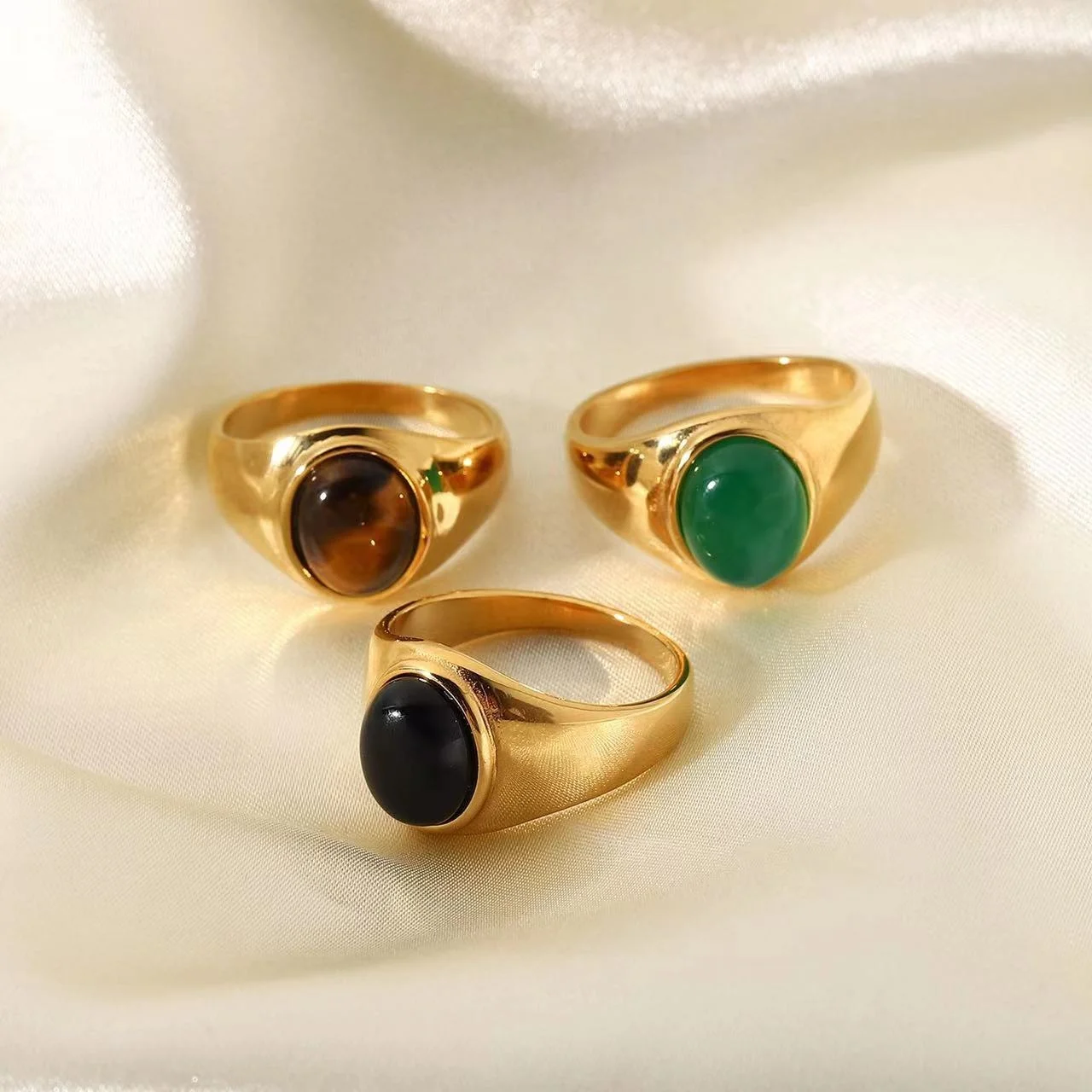 Rings new arrival women finger rings dripping oval stone rings stainless steel rings body jewelry