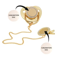 blingonly bling sublimation pacifier blanks baby gold plated dummy with chain clip