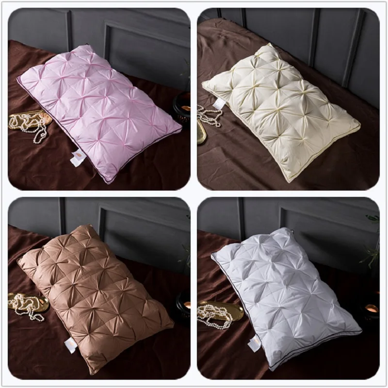 

Claroom 100% Goose Down Pulling flowers Pillow Five-star Hotel Pillows Luxury Body Pillow for Bedroom ZT45#