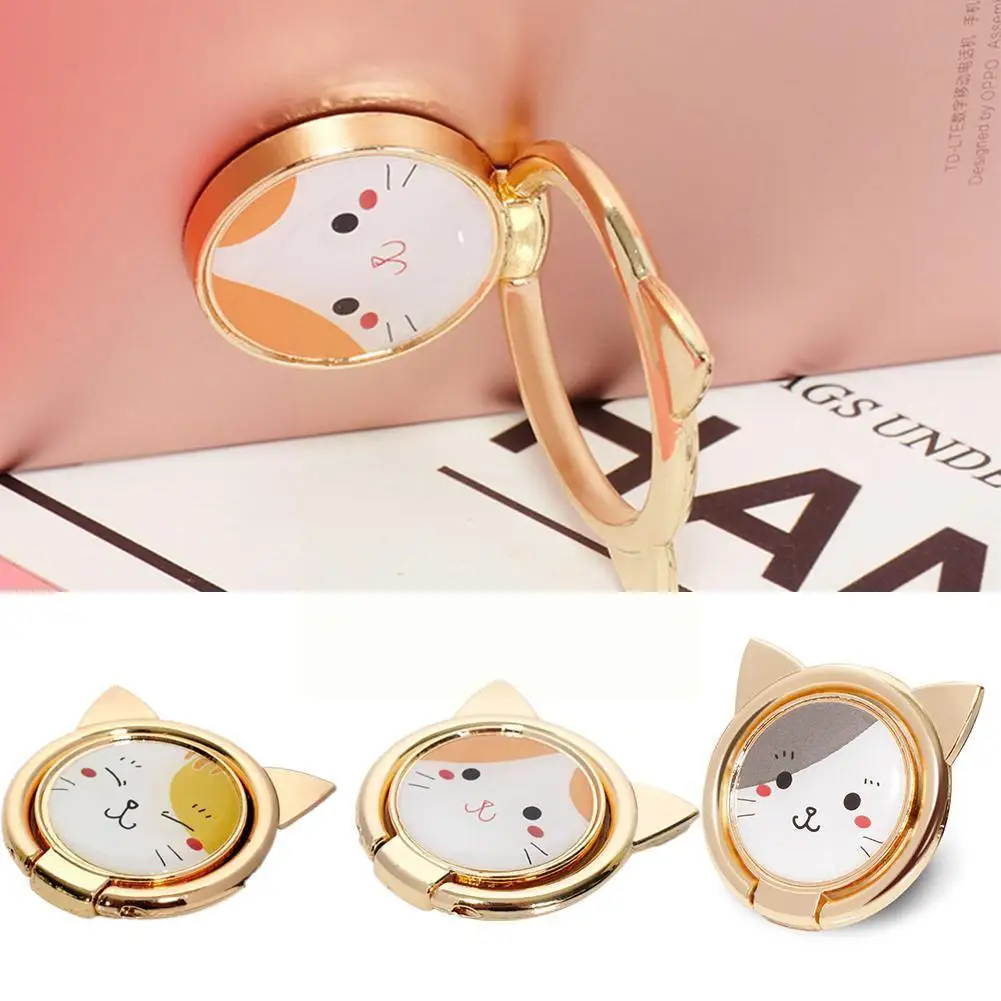 

Mobile Phone Metal Bracket Sugar-coated Cute Cat Ring Metal Ring With Lazy Desktop Brackets Buckle Brackets Crystal Z4F4