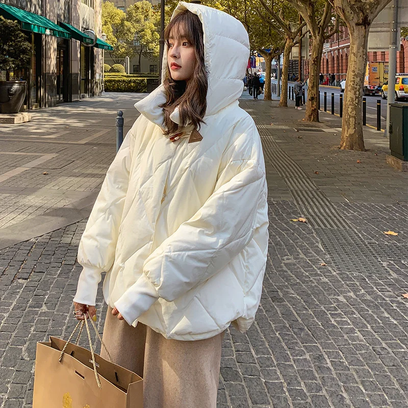 

Parkas Women Casual Short Style Sweet Ins Fashion Loose Tender Hot Sale Argyle Simple Winter Cotton Padded Windbreaker Oversized