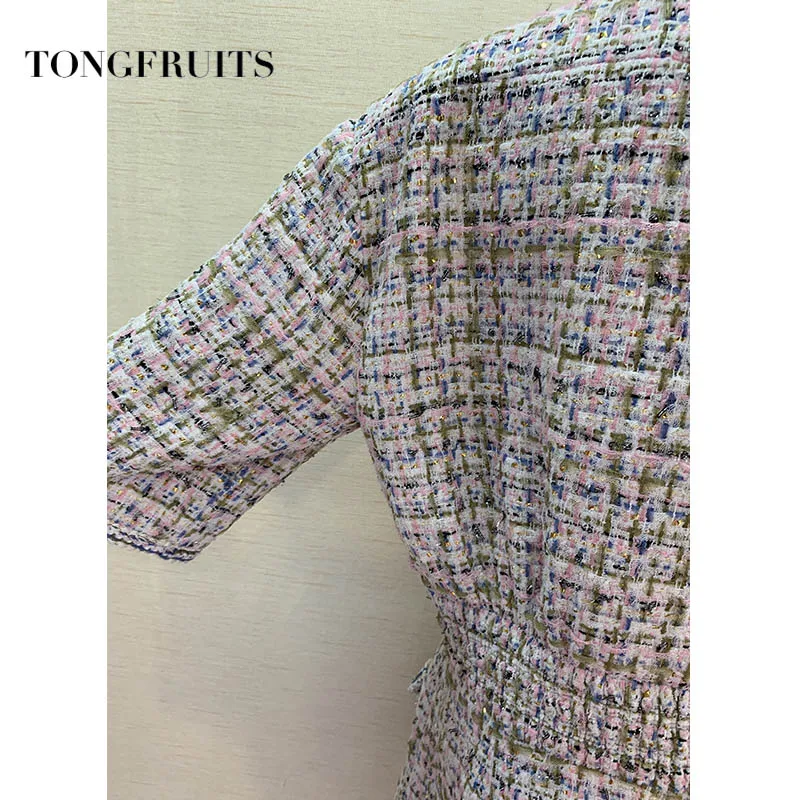 2019 новая женская мода с коротким рукавом отворотом окрашенная пряжа платье ткань