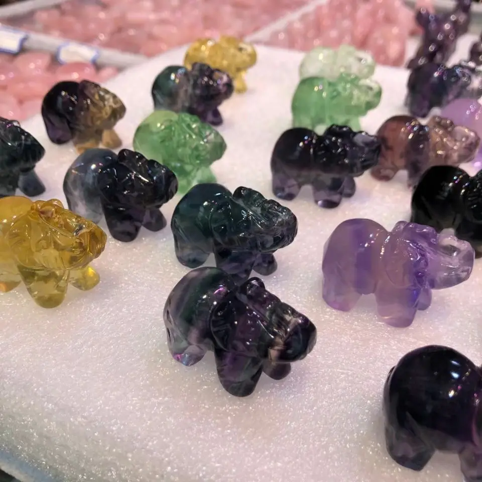 

natural crystal colored fluorite lovely elephant fluorite crystal animal statue decorated with quartz