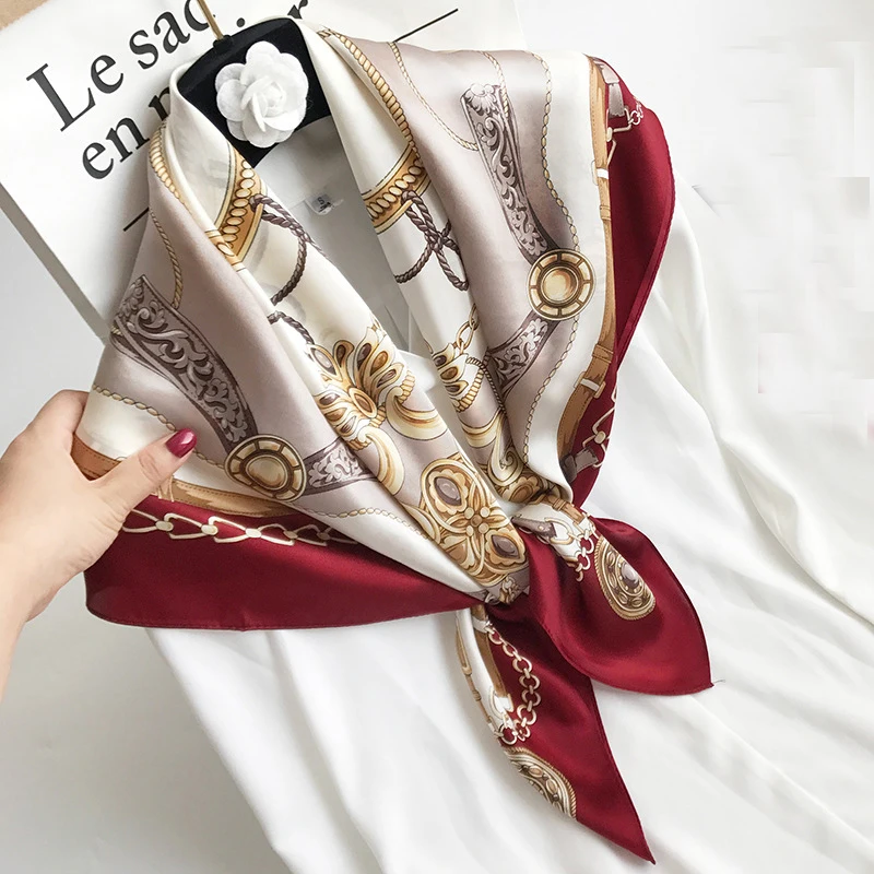 Квадратный шарф из натурального шелка женский 100% Модный мягкий элегантный