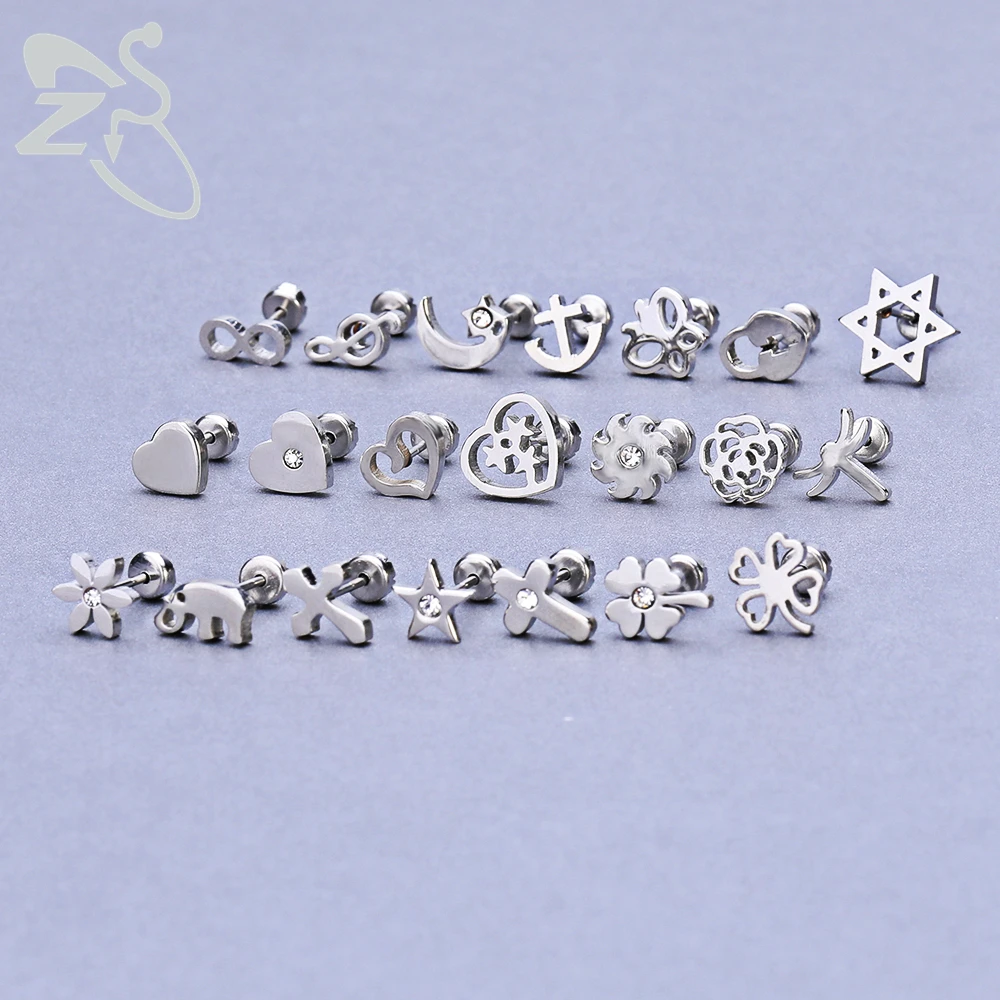 Детские серьги из нержавеющей стали модные гвоздики для девочек украшения