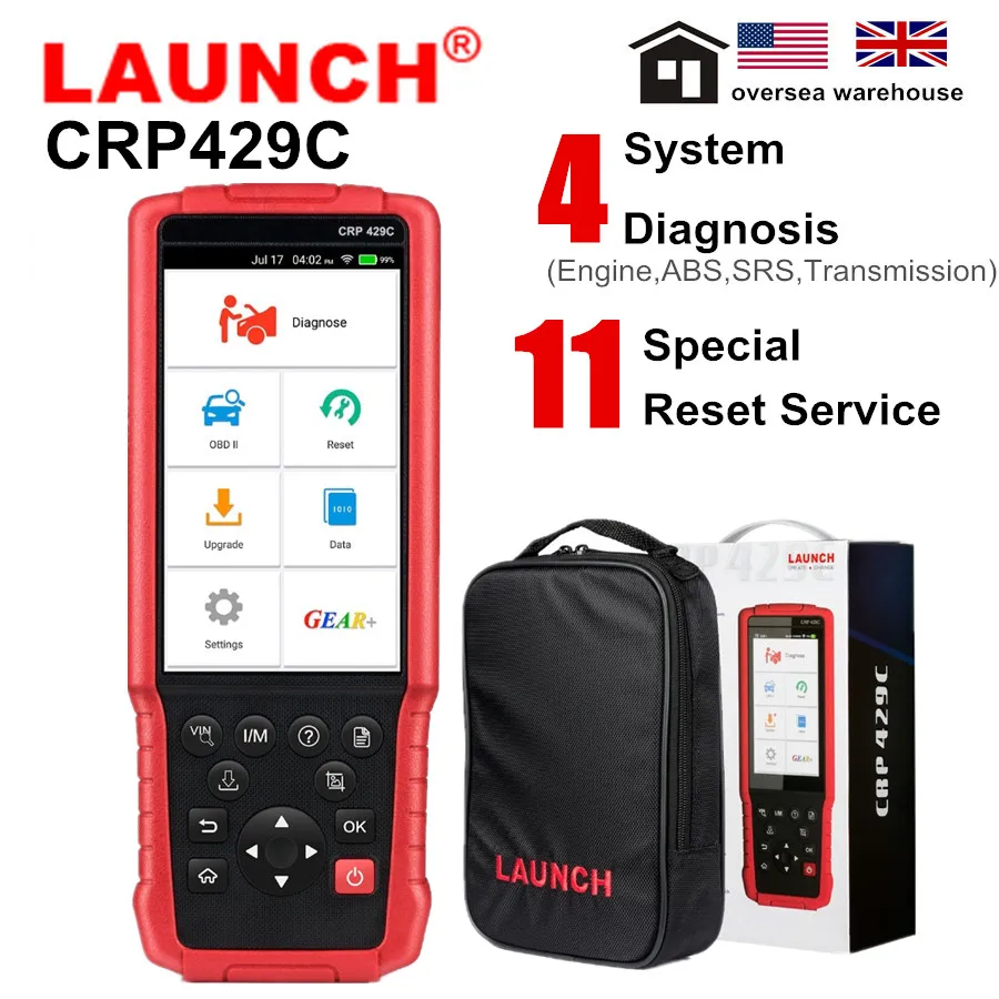 Оригинальный диагностический инструмент LAUNCH X431 CRP429C для двигателя/ABS/SRS/AT с 11