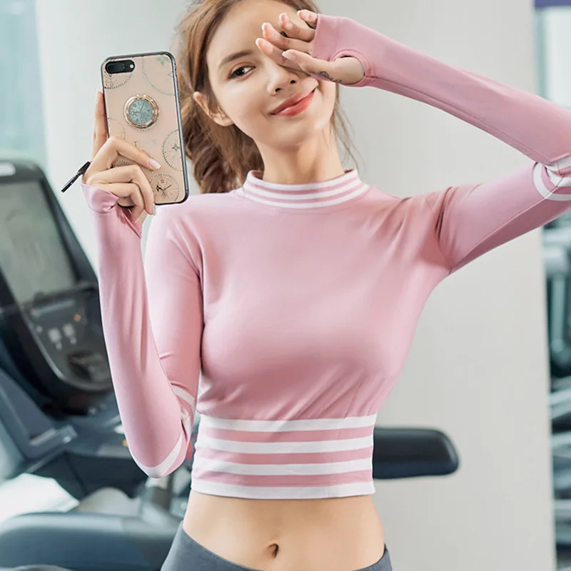 

Women Long Sleeve Round Collar Quick Drying Breathable Top for Sports Yoga Fitness ALS88