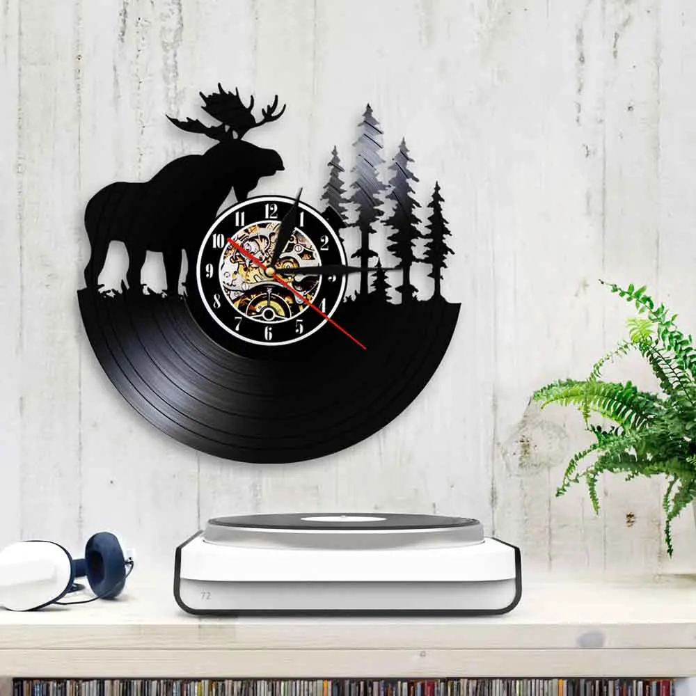 Настенные часы с изображением леса дикой природы оленя современный дизайн