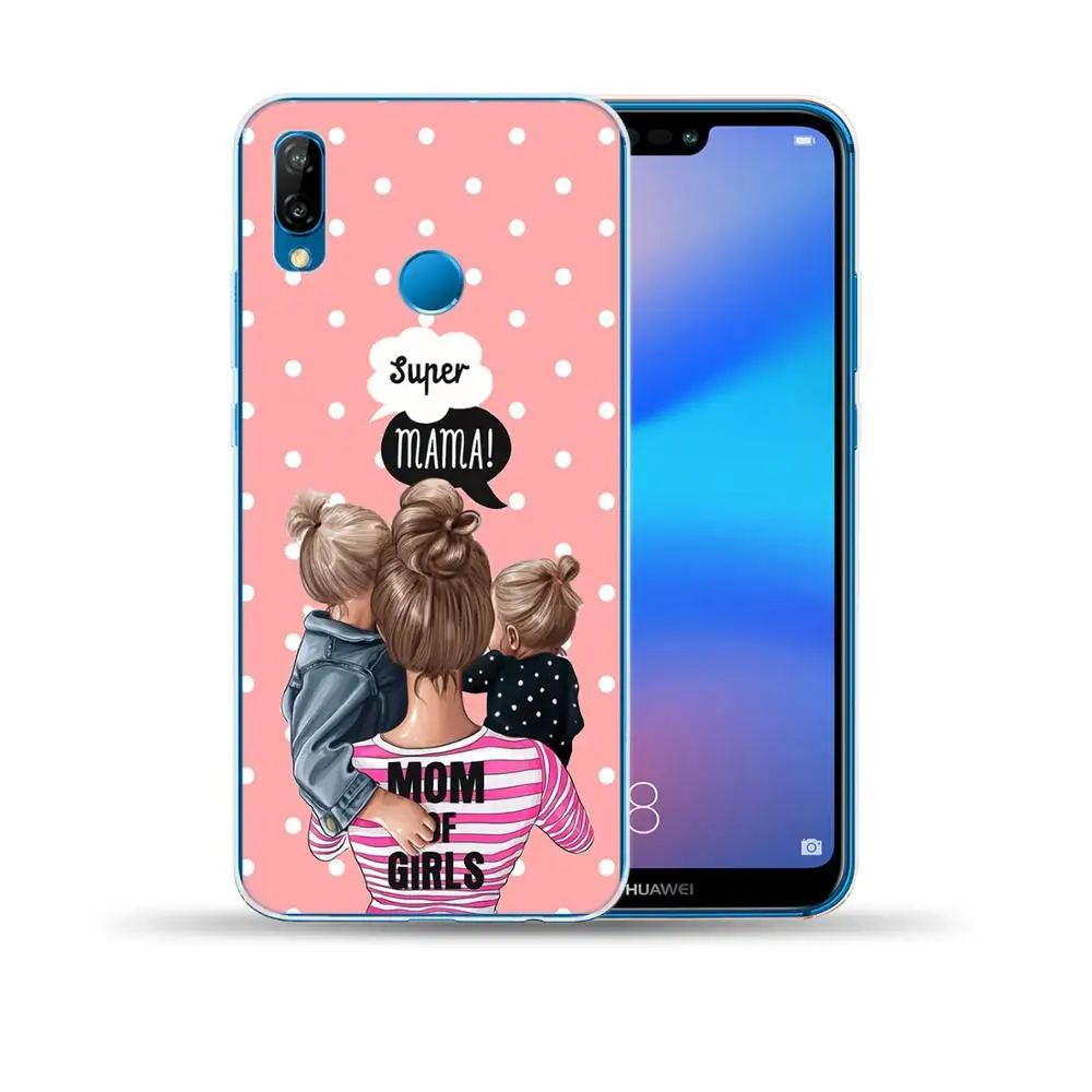 Super Mama Girl Mom Boy Baby Silicone Case Cover For Coque Huawei P10 P20 P30 Lite Pro P8 2017 Nova 5I 4 3I 3 Y9 2018 2019 | Мобильные