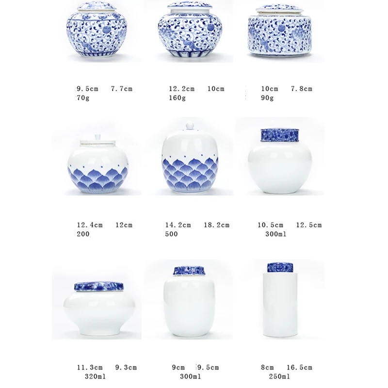 

9 Kinds Tea Box Caddies Blue And White Porcelain Tea Tin Can Storage Tea Caddy Theedoos Seal Storage Box Round Cans Canister