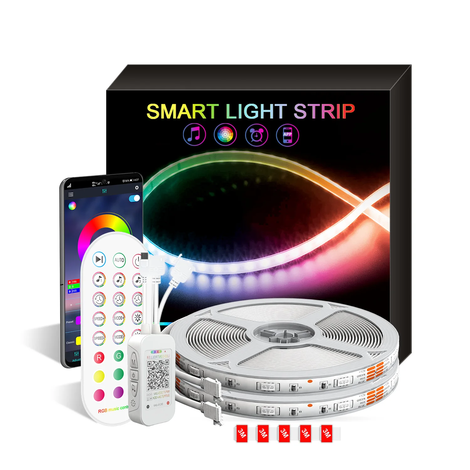 Price Tira de luces LED 5050RGB, luz de ambiente musical sinfónica de fondo de TV, control por aplicación de teléfono móvil, Bluetooth, voz inteligente