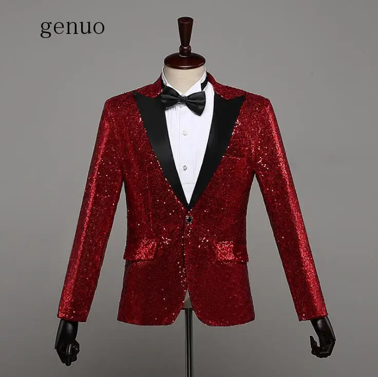 Genuo Silver Sequin Jacket Blazer Singer Dancer Show Male DS Dance Costumes Outerwear Coat DJ Nightclub Performance Stage | Мужская