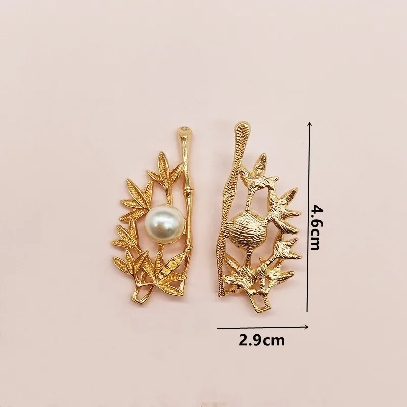 

5pcs/lot Alloy Creative leaves Gold Pearls Pendant Button Ornaments Jewelry Earrings Choker Hair bag DIY Jewelry Accessories