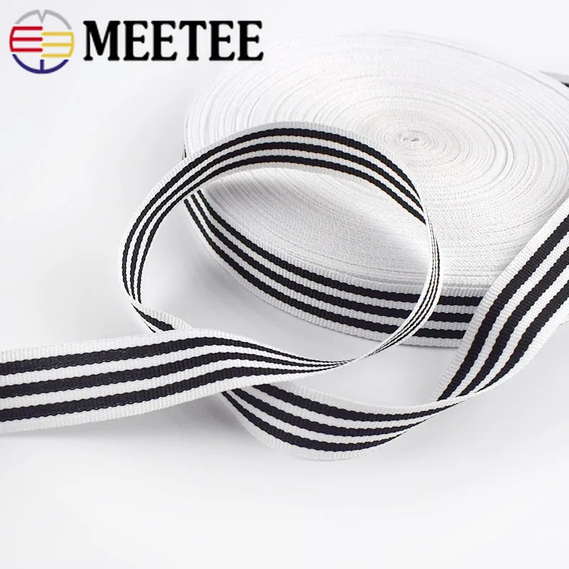 30Meters Black White Stripe Polyester Webbings Bag Backpack Strap Belt Ribbons Bias Binding Tapes Gift Wrapping DIY Accessories | Дом и сад