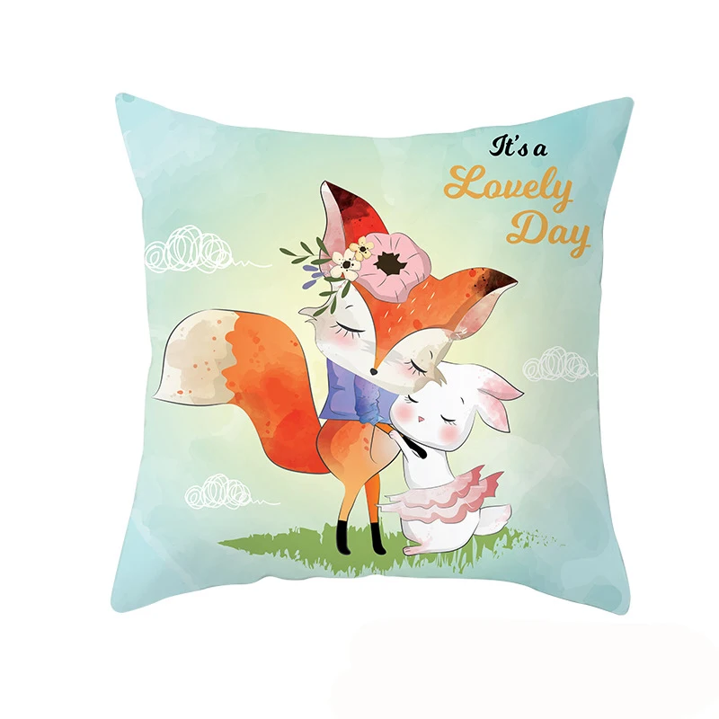 

Cute Cartoon Animal Pillow Cushion Cover Home Decor Unicorn Fox giraffe Lion Bunny Sofa Car Cushion Covers Throw Pillows 45x45cm