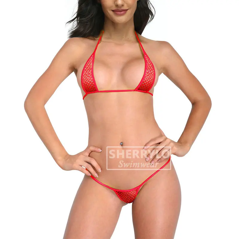 

Микро бикини в сеточку, сексуальные экстремальные мини стринги, стринги, бикини для женщин, очень маленький купальный костюм, микробикини, б...