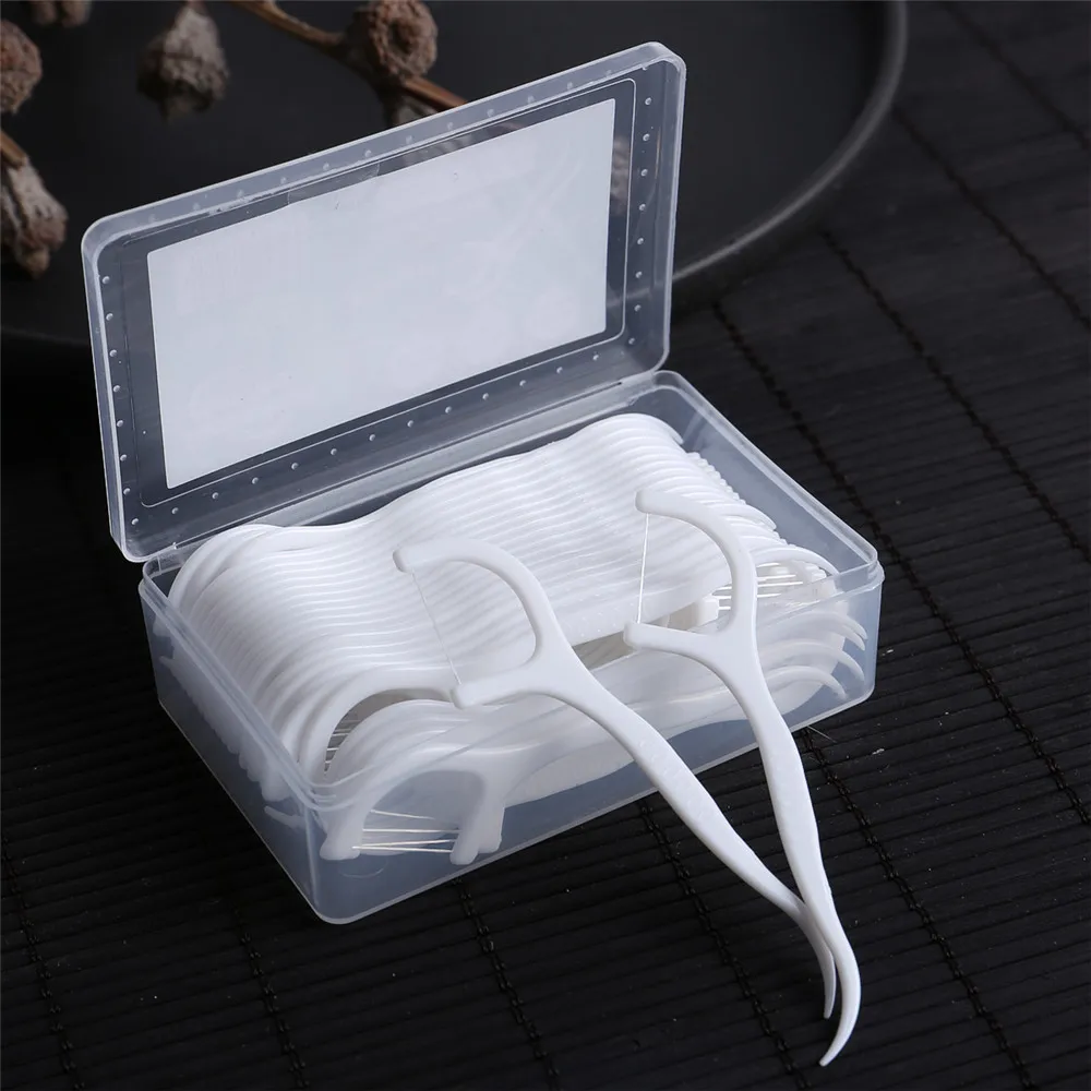 

HOT 50/100 pcs Dental Flosser Picks Teeth Stick Tooth Clean Oral cleaning Care Disposable floss thread Toothpicks