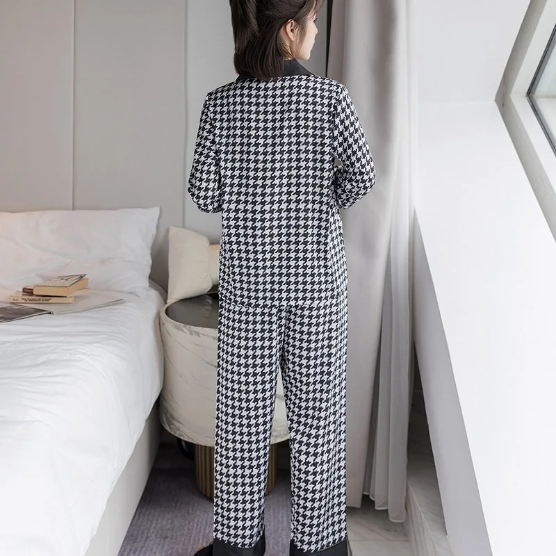 

2 Pieces Spring Autumn Women Sleepwear Satin Pajamas Set Long Sleeve Sleepwear Pyjamas Suit Female Homewear