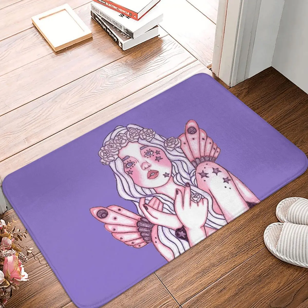 

The Stars In Lavender Evening Star Fairy Doormat Carpet Mat Polyester Non-Slip Floor Decor Bath Bathroom Kitchen Balcony 40x60