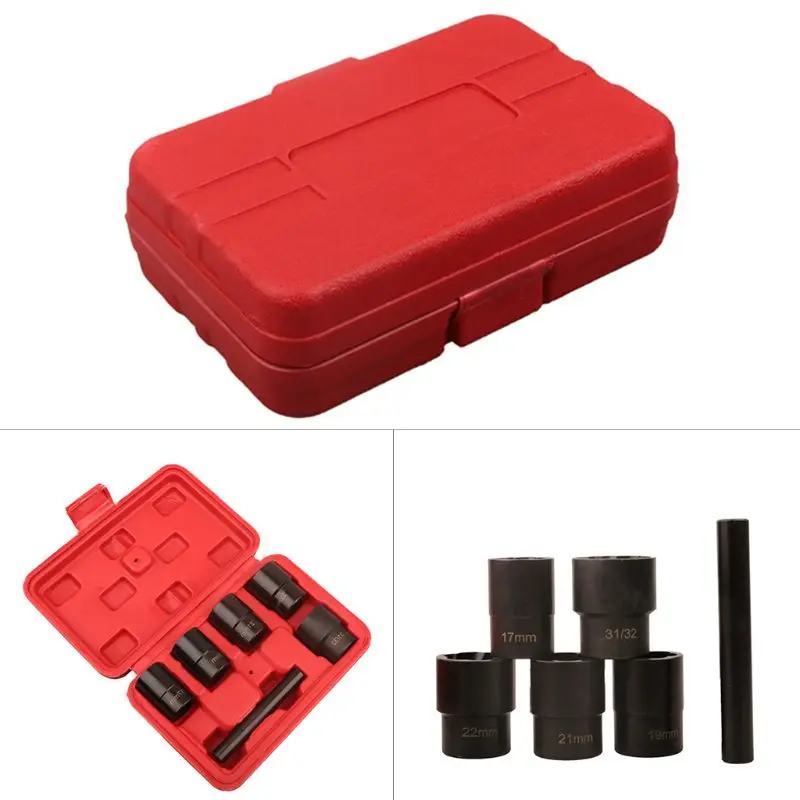 

2021 New 6Pcs 1/2 inch Twist Socket 5 Damaged Worn Lug Nut Lock Remover Bolt Extractor