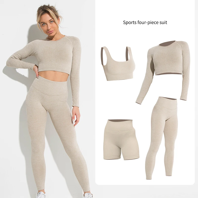 

Бесшовные женские комплекты для фитнеса и йоги, спортивная одежда, комплект спортивной одежды для тренировок, спортивные Леггинсы с высоко...